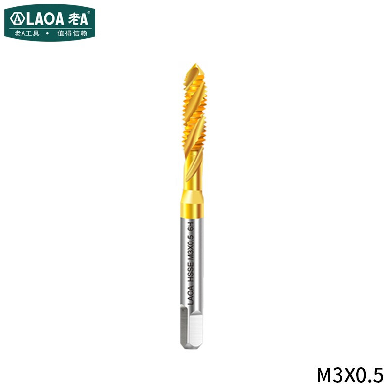 老A（LAOA）含钴镀钛机用丝锥 攻镀钛钻头 螺丝机用丝锥螺旋丝锥M3*0.5单支 LA165103