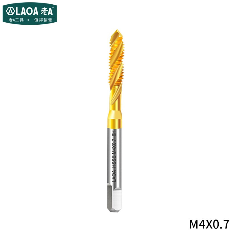 老A（LAOA）含钴镀钛机用丝锥 攻镀钛钻头 螺丝机用丝锥螺旋丝锥M4*0.7单支 LA165104