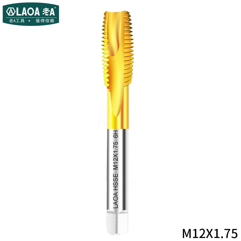 老A（LAOA）含钴镀钛先端丝锥 攻镀钛钻头螺丝机用丝锥M12*1.75单支 LA160212