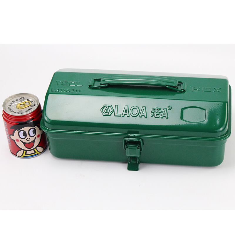 老A（LAOA）铁皮工具箱收纳箱 加厚车载手提箱 Y形单层箱子11英寸 LA113211