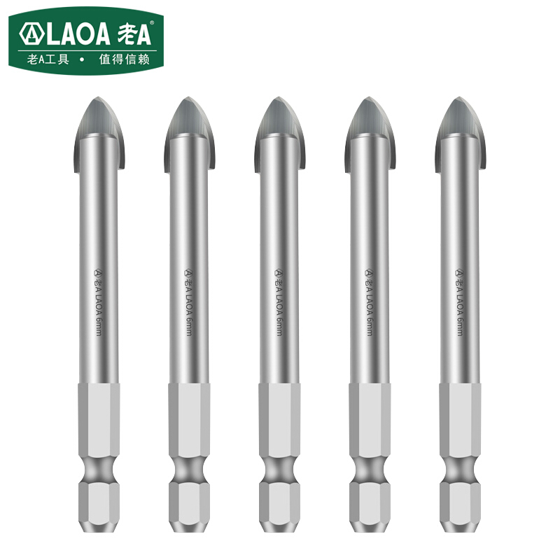老A（LAOA）六角柄陶瓷钻头6mm 玻璃开孔器瓷砖钻孔器 10支装 LA111206