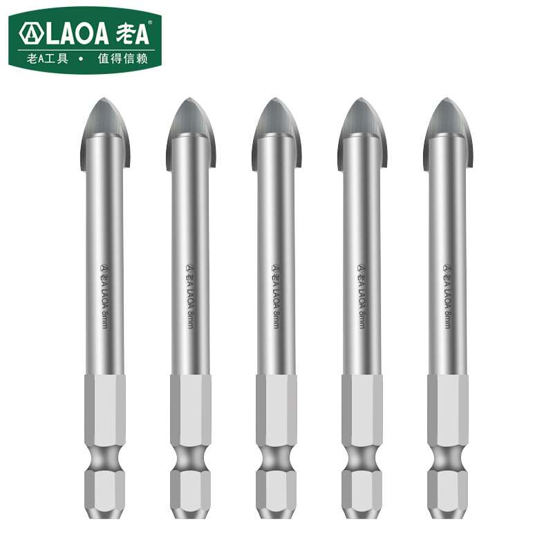 老A（LAOA）六角柄陶瓷钻头8mm 玻璃开孔器瓷砖钻孔器 10支装 LA111208