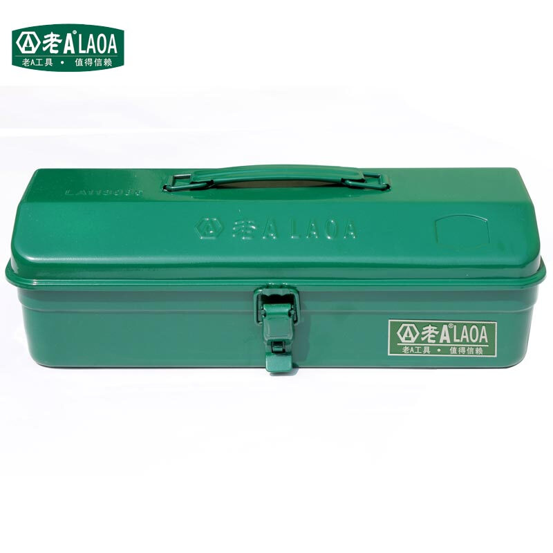 老A（LAOA）铁皮工具箱收纳箱 加厚车载手提箱 Y形单层箱子 14英寸 LA113035