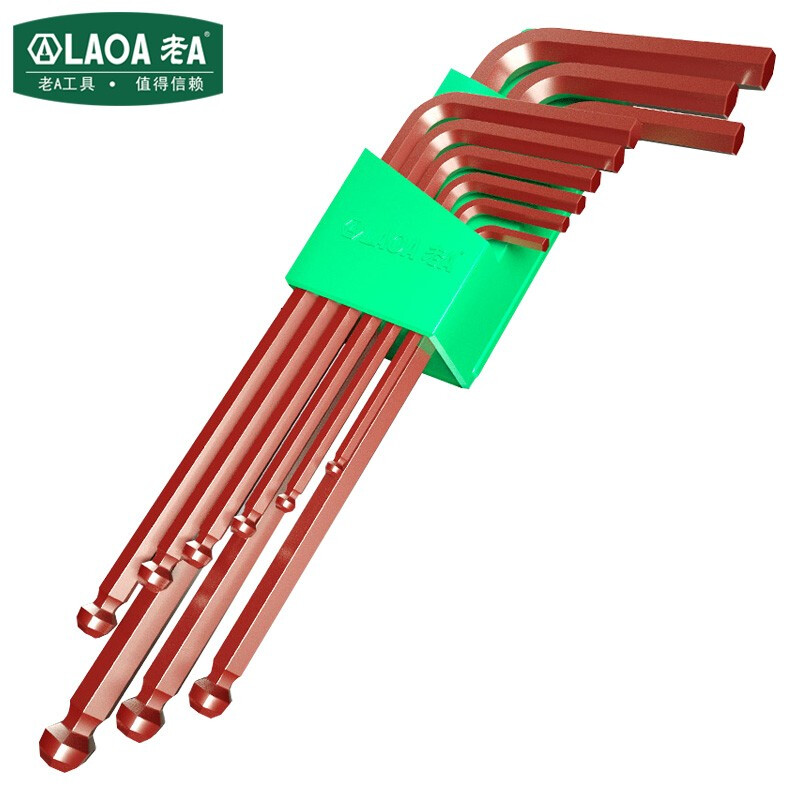 老A（LAOA）内六角扳手组套 9件套加长球头L形扳手 1.5-10mm LA316409