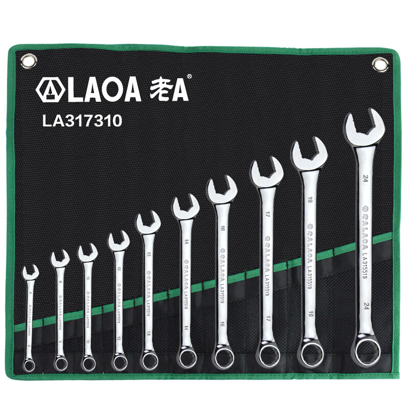 老A（LAOA）LA317310 两用扳手套装10PC双呆扳手组套汽修机修工具8-24MM