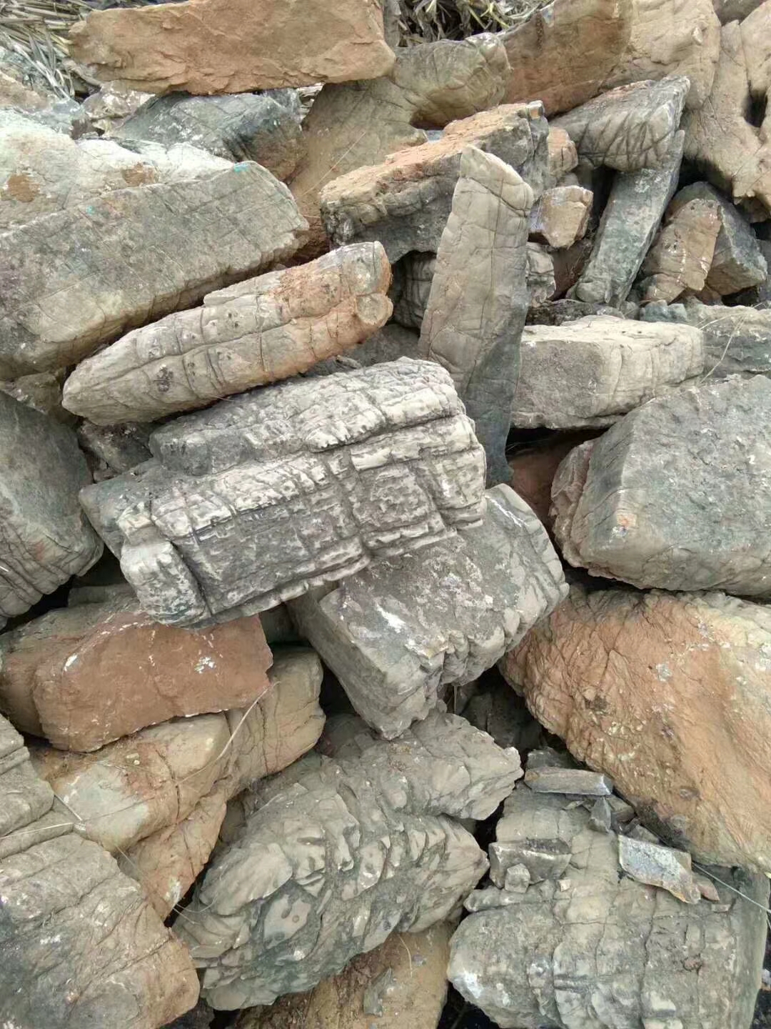 万吨龟纹石产地批发，龟裂石，龟纹石假山，龟纹石护坡，千层石，假山石批发