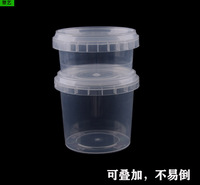 现货供应一次性甜品汤碗塑料加厚密封防漏圆形打包盒粥桶外卖餐盒带盖汤杯520ml