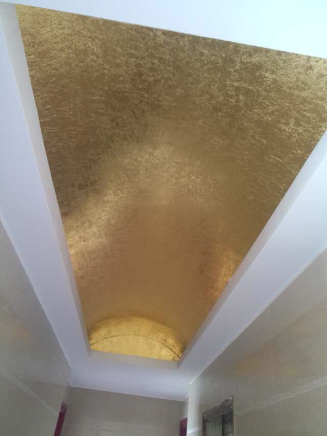 专业承接别墅天花贴14公分手抓金箔 抓皱仿金箔别墅酒店会所家装贴顶纹理 
