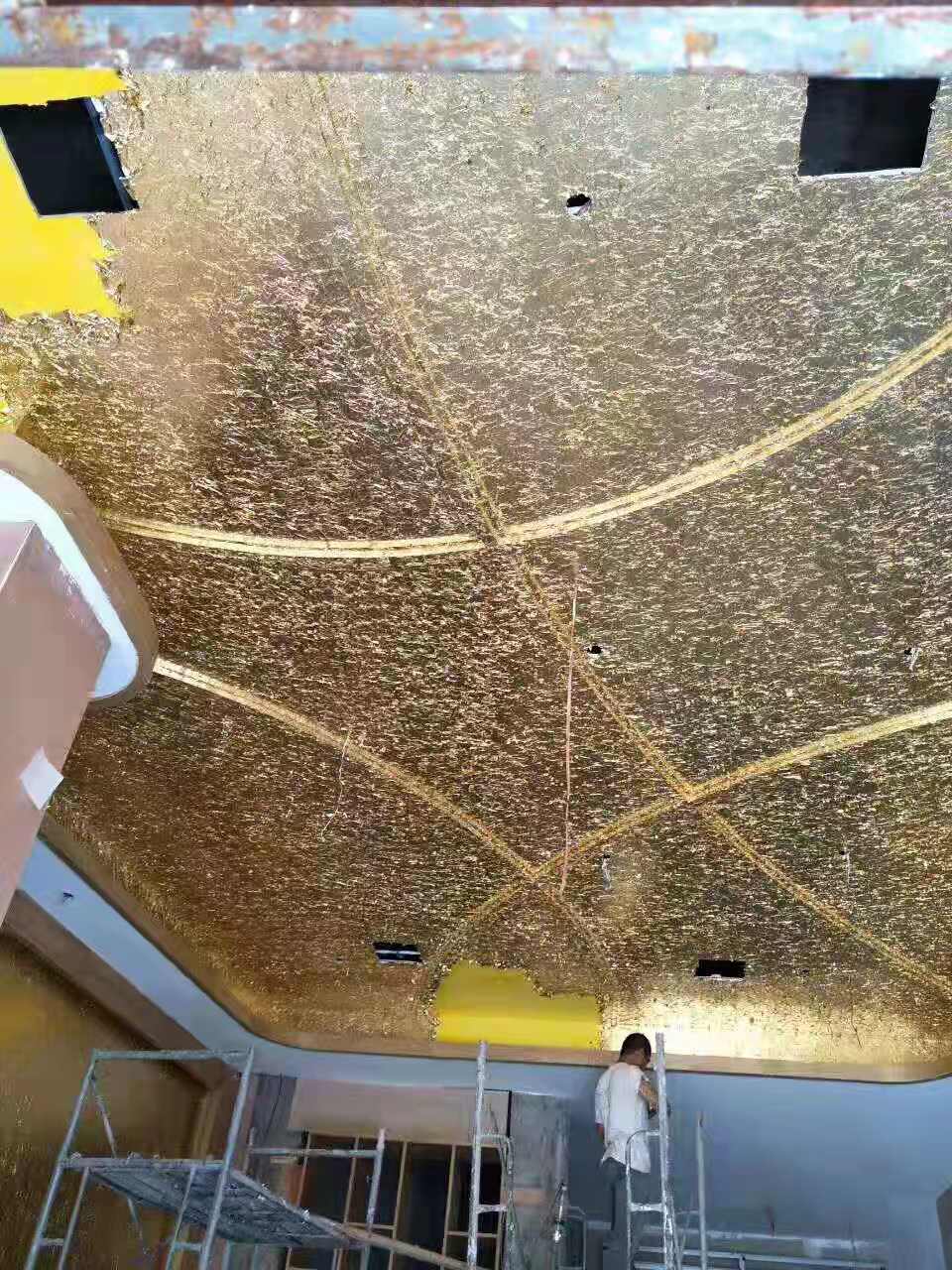 金梓金箔工程 酒店别墅天花贴手抓金箔 吊顶装修贴金箔 工程贴金箔 