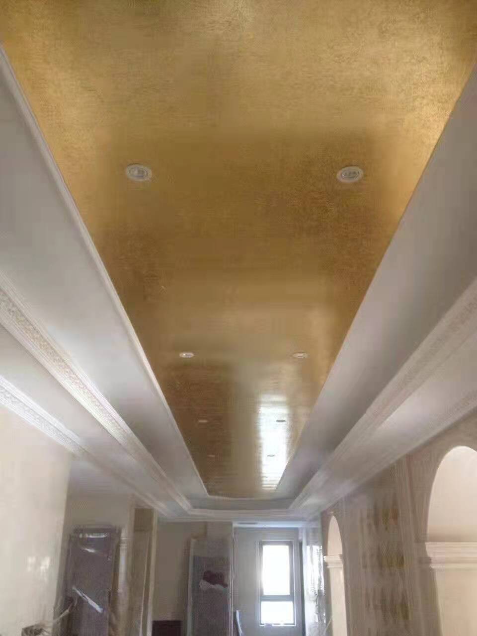 金梓专业承接吊顶装修贴金箔 酒店别墅天花贴金箔工程贴金箔 