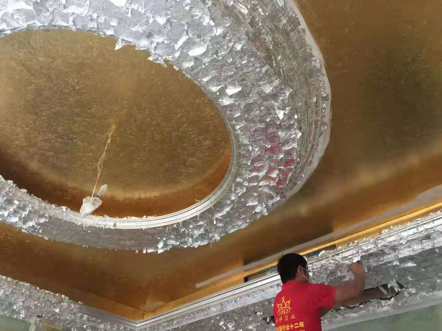 金梓供应14公分手抓金箔装修贴顶金箔纸金银箔仿金箔工程贴金箔 