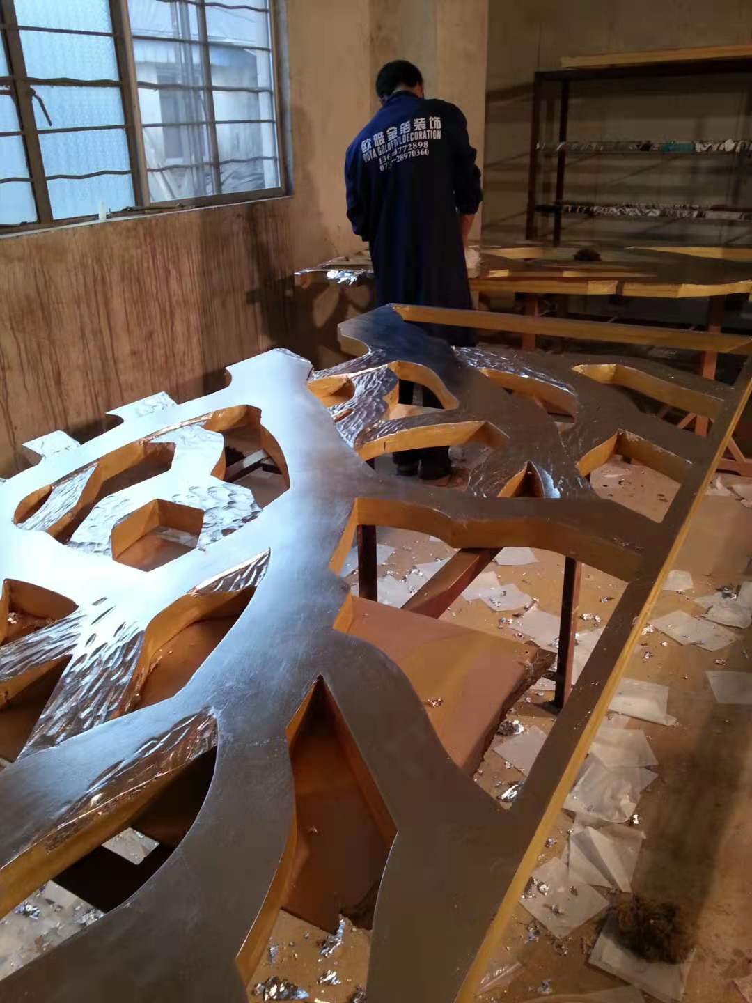 酒店别墅贴金箔 贴金箔装饰工程专业贴金箔  金梓箔业