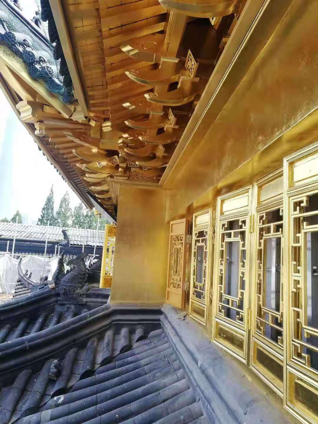 金梓直供14公分手抓金箔抓皱仿金箔别墅酒店会所家装贴顶纹理 