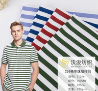 3101#厂家批发布料 春秋运动服纯棉珠地针织面料 全棉色织绿色条纹面料