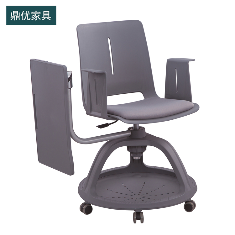 互动研讨教室课桌椅，大学生录播教室互动椅，现代带写字板圆盘椅