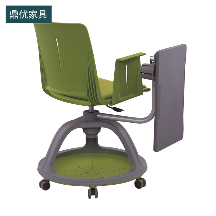 佛山鼎优培训桌椅，多功能培训办公椅厂家，带写字板旋转培训椅  