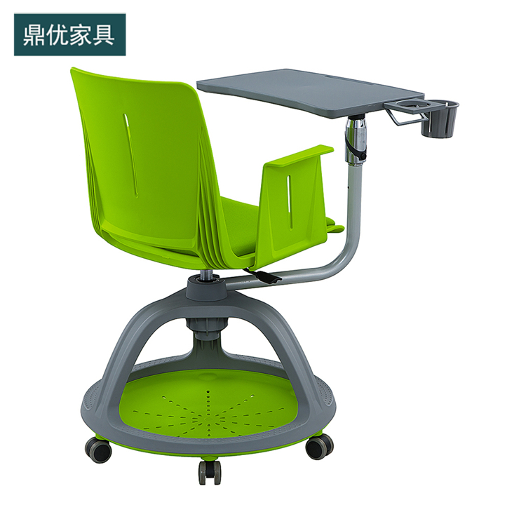 移动会议圆盘椅，实用型带写字板椅子，办公家具培训椅厂