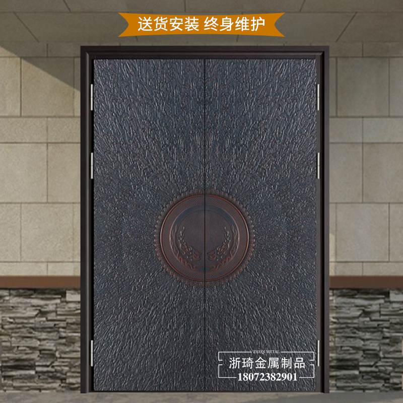 别墅大门 进户门 双开铸铝门 庭院铸铝门 农村进户门 浙琦金属直供