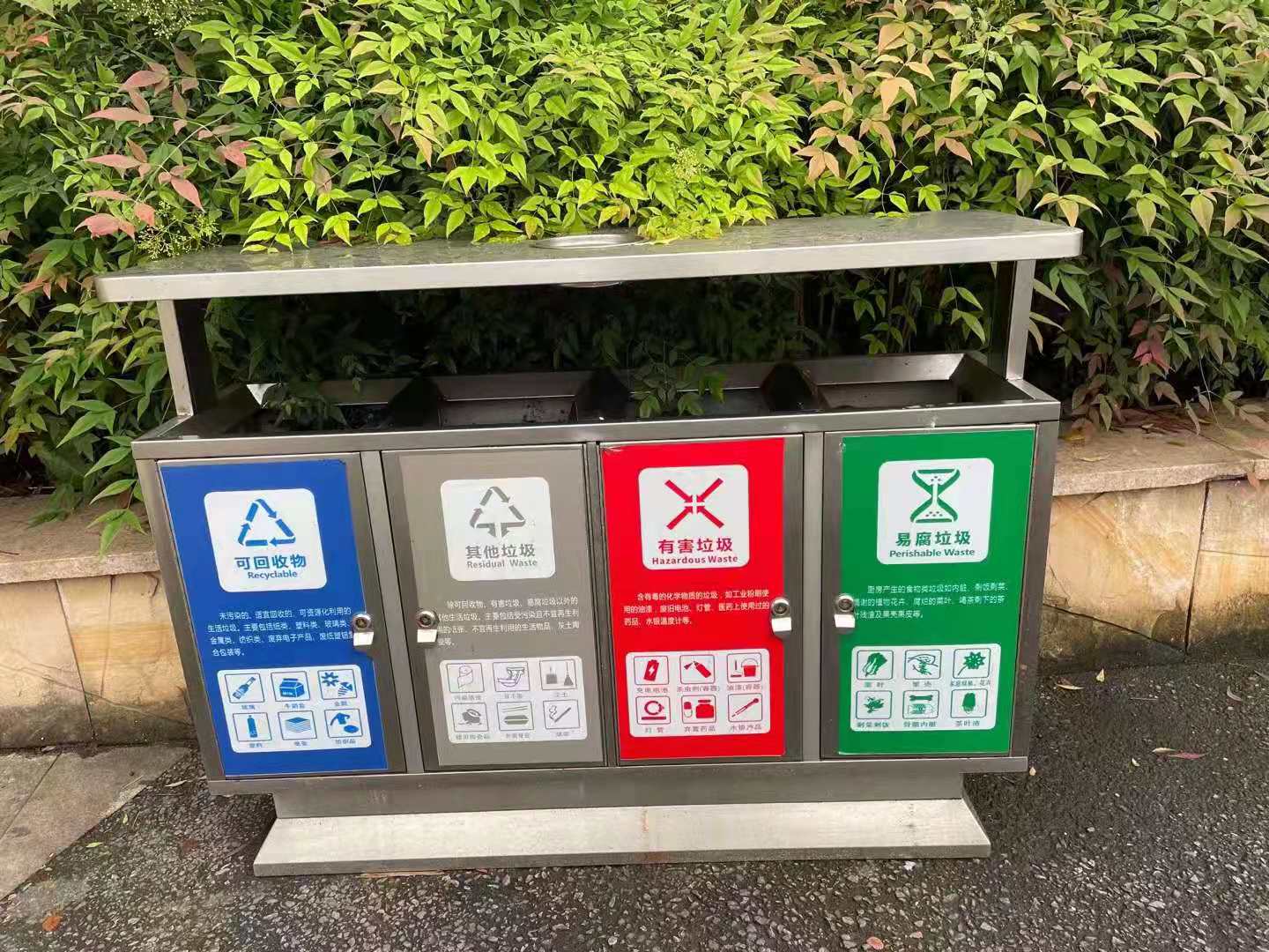深圳新洁源 户外不锈钢垃圾桶户外4分类不锈钢垃圾桶厂加工定制