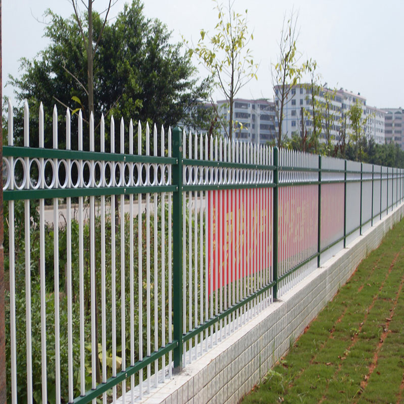 小区铁艺围栏 锌钢护栏 学校幼儿园静电喷涂围墙隔离栏