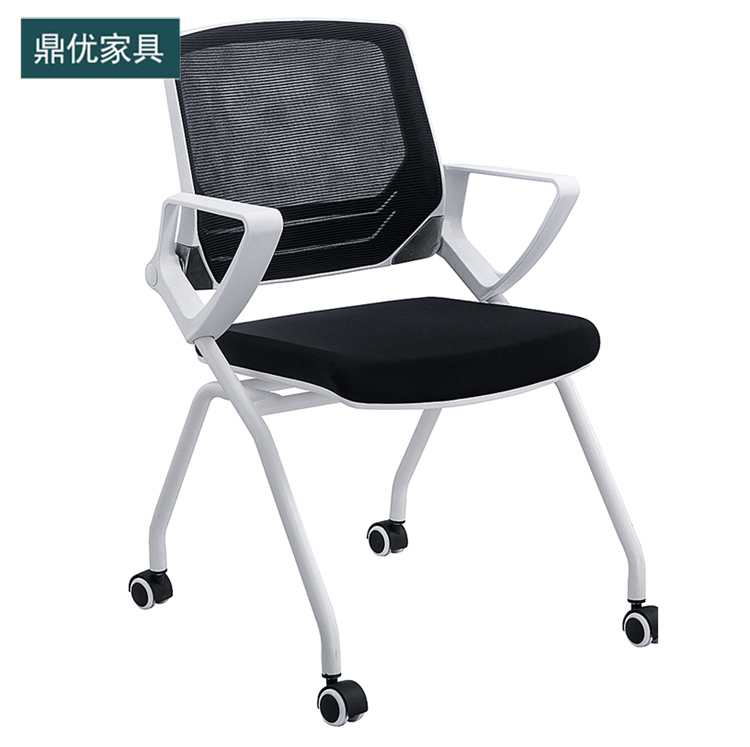 培训会议椅厂家，护腰靠背办公桌椅，带轱辘培训网布椅价格