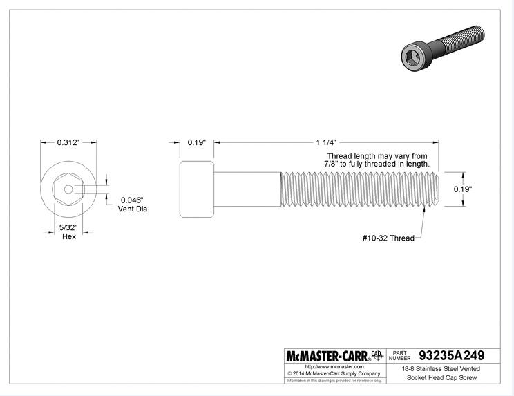 McMaster-carr内六角螺钉93235A249