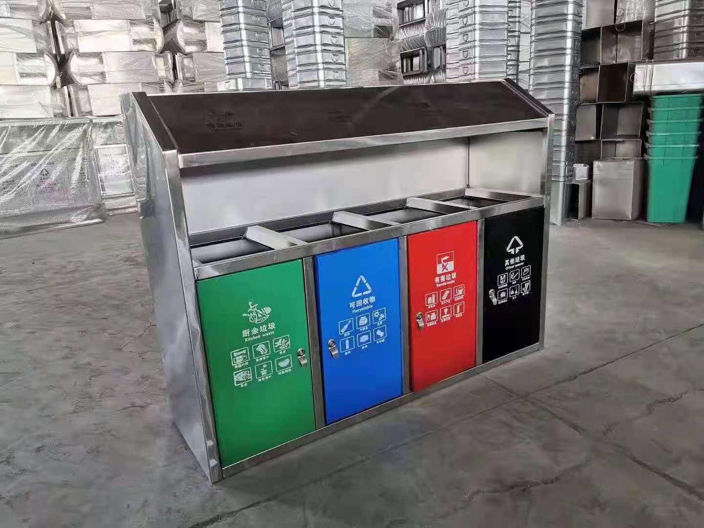 深圳龙岗不锈钢垃圾桶 防锈耐腐蚀园区垃圾桶