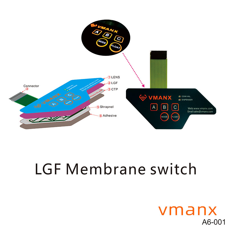 LGF发光薄膜开关 智能控制薄膜按键 发光薄膜开关厂家生产