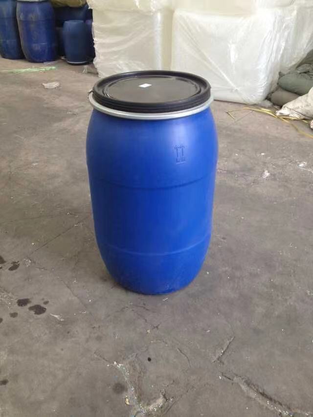 蓝色大口125升塑料桶 带铁箍盖子125L塑料 PE125公斤蓝色大桶