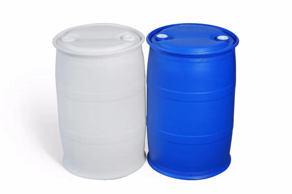 全新塑料桶200kg   全新带铁箍法兰桶 白色塑料桶200L  200升化工塑料桶