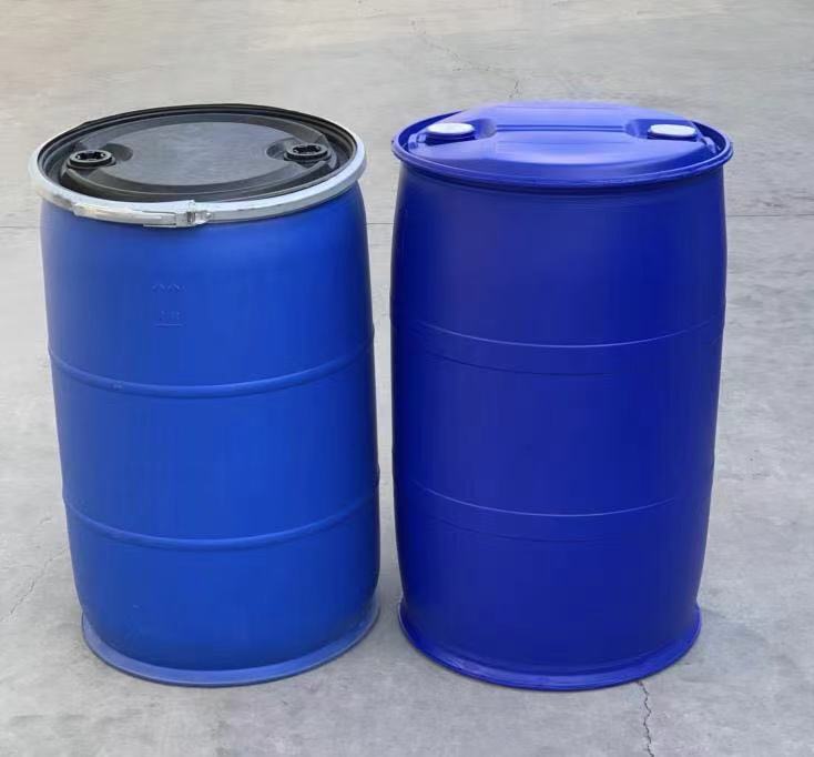 全新塑料桶200kg  塑料桶200L 带铁箍法兰桶   200升化工塑料桶