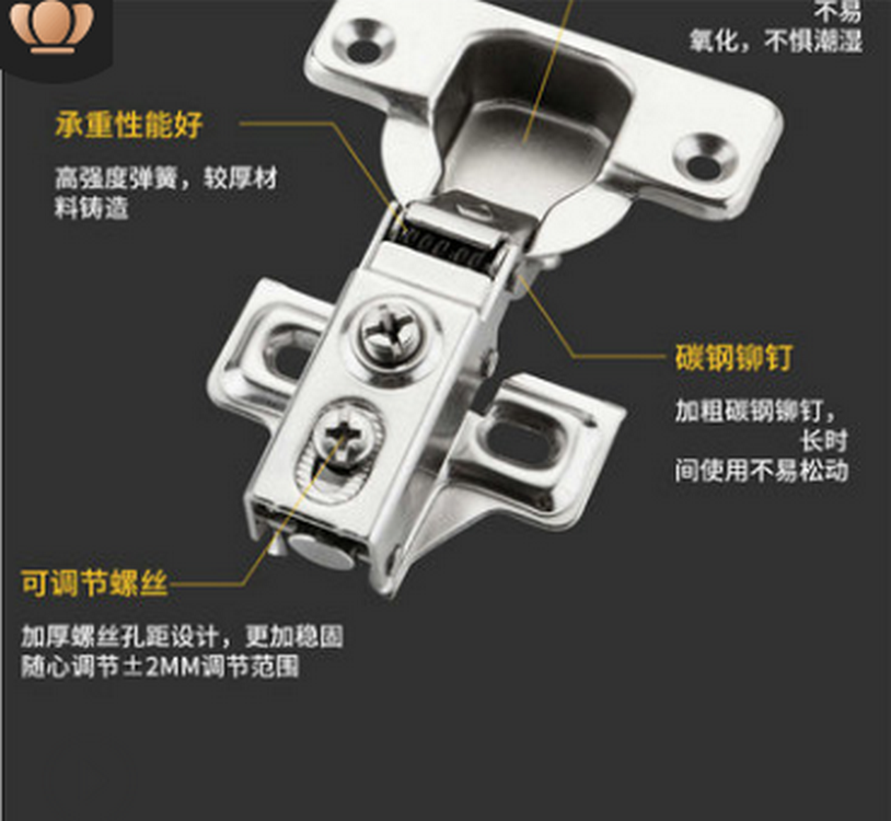 橱柜美式短臂铰链  衣柜缓冲静音门铰液压阻尼铰链  铰链批发