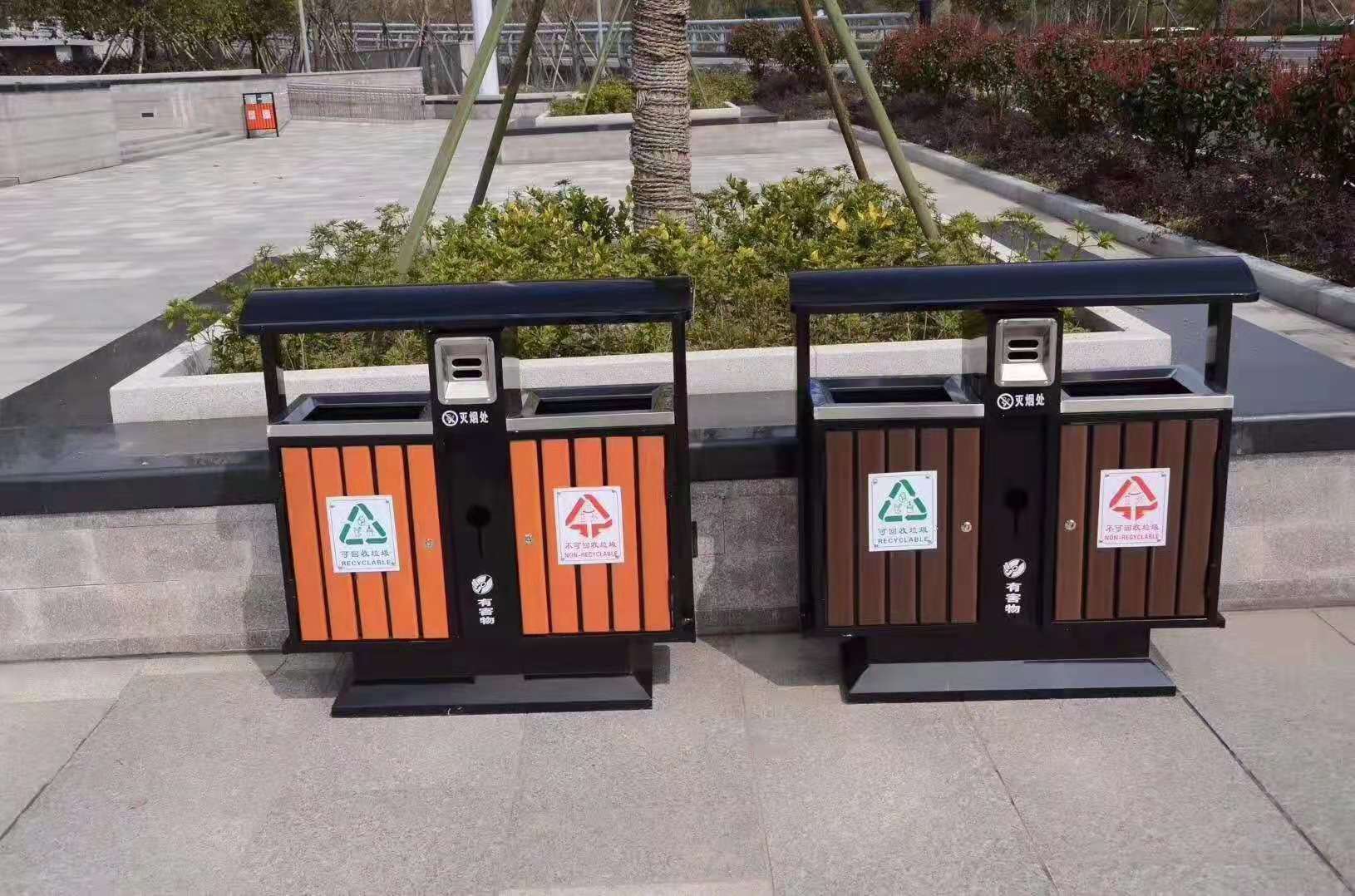 河南批发价 户外不锈钢垃圾桶 果蔬分类垃圾桶 