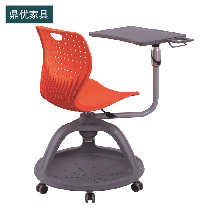移动会议圆盘椅，实用型带写字板椅子，录播教室学生课桌椅