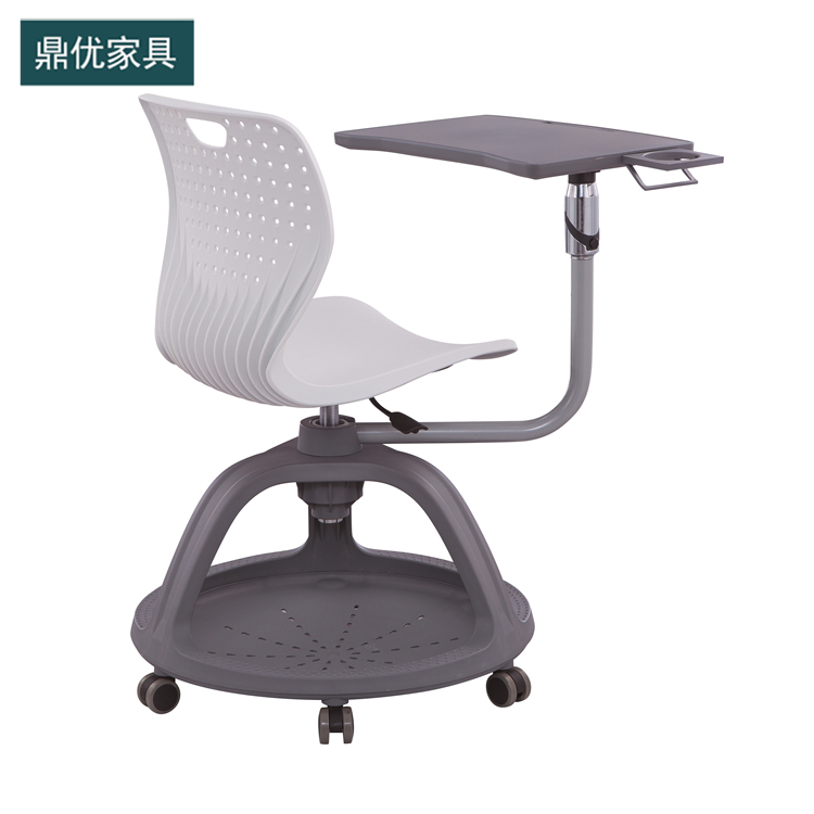 佛山鼎优培训桌椅，带写字板培训圆盘椅，精品智慧教室椅子厂家