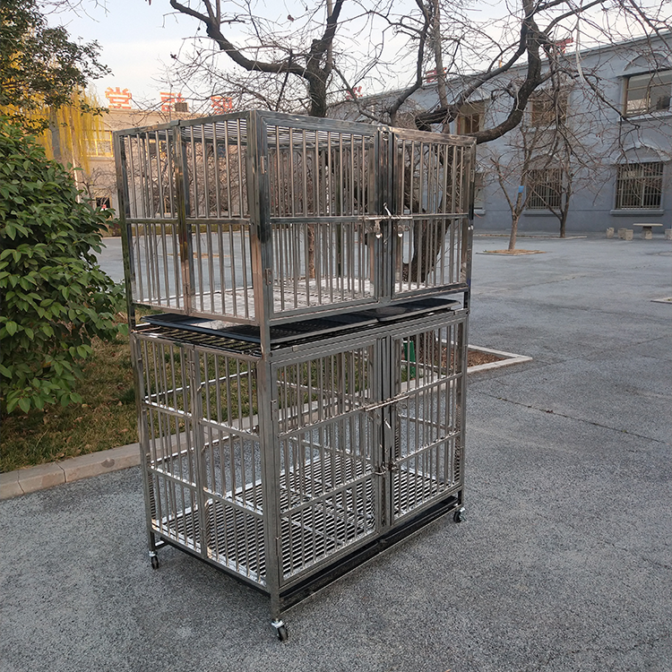 丽泽制作方管不锈钢狗笼繁殖狗笼组合双层狗笼