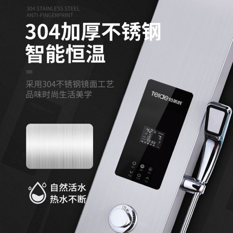 特莱得TLD-Q5-88 304不锈钢智能恒温淋浴屏 挂墙式酒店家用增压喷枪多功能热水器
