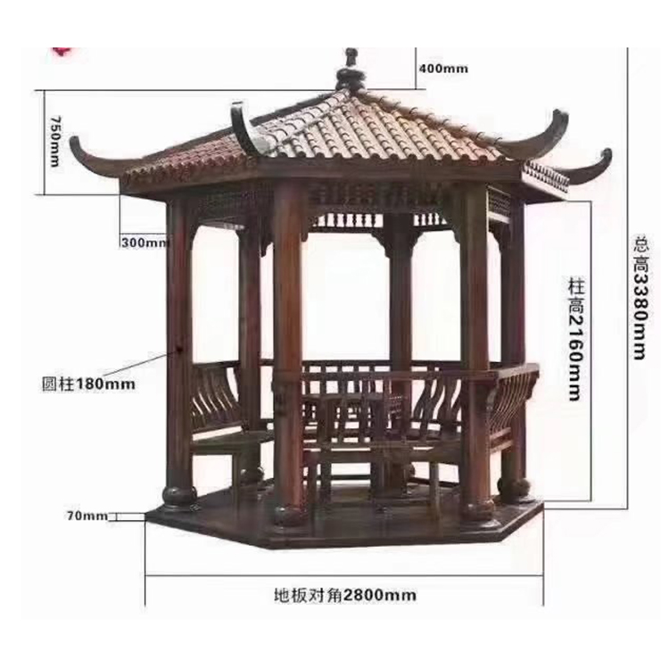 别墅防腐木凉亭 碳化防腐木凉亭 厂家供应