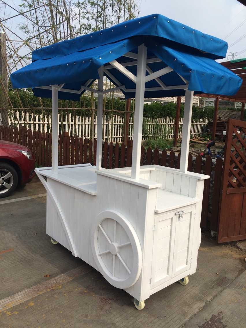  商场景区实木售货车，流动商品移动售卖车，成都美墅现货销售