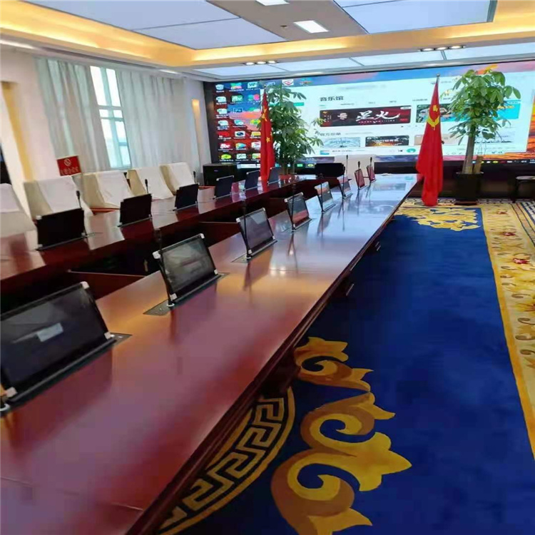 广州无纸化会议系统厂家 触摸屏升降器 18寸19寸液晶屏升降器 勤嘉利办公文教1站式