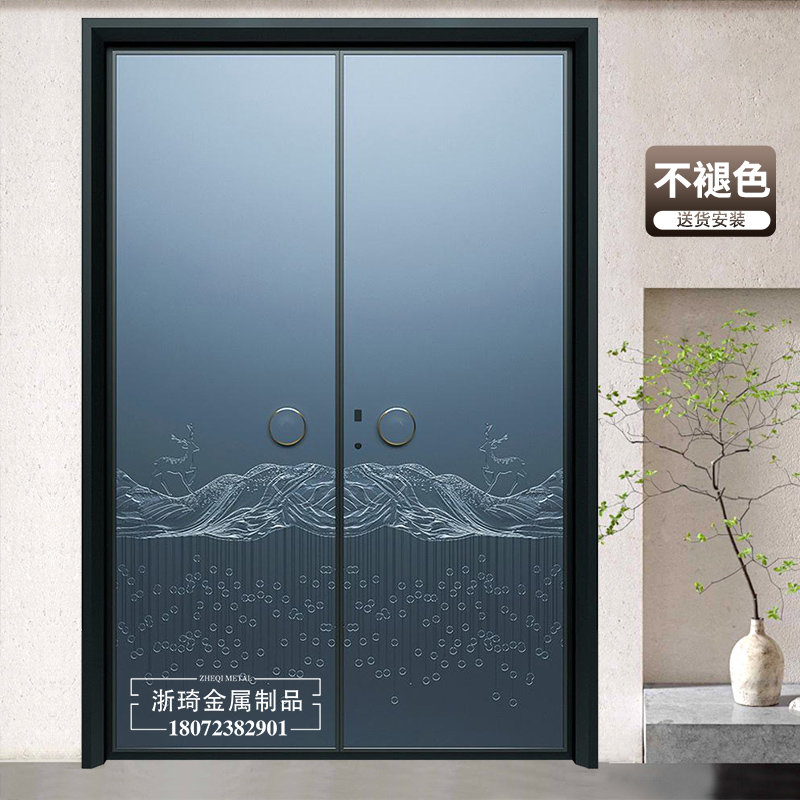 永康浙琦厂家生产铸铝门 别墅铸铝大门 现代风格浮雕工艺铸铝门价格