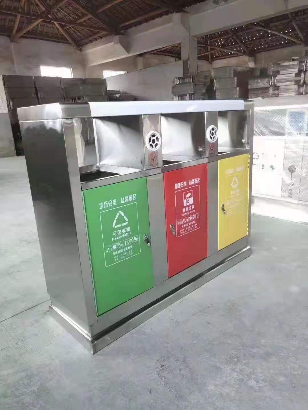 江苏省 供应不锈钢材质分类垃圾桶 垃圾箱 快速发货深圳厂家直销