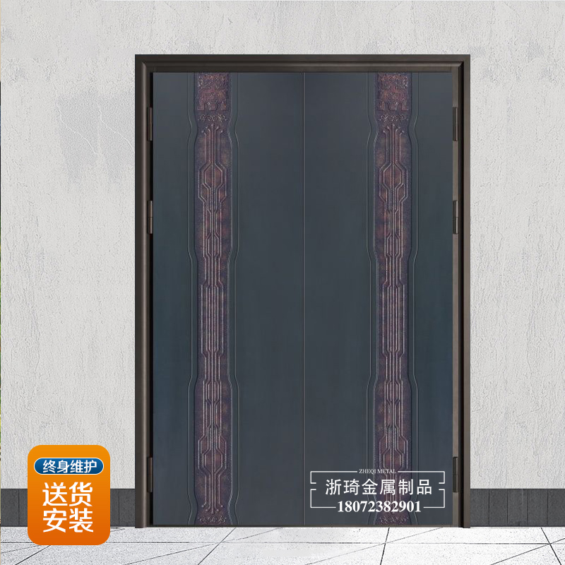 中式庭院别墅铸铝门 现代风格铸铝门 永康浙琦中式庭院别墅铸铝门