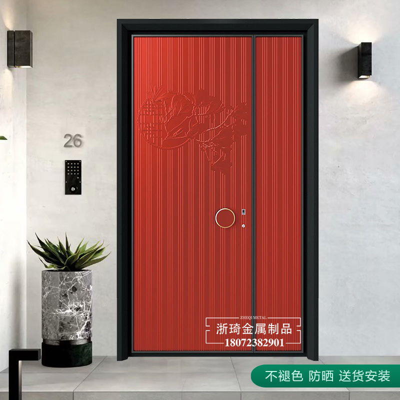 简约现代铸铝门 农村别墅门 自建房庭院门 铸铝门 浙琦铸铝门