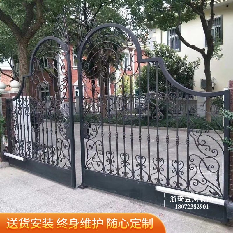 厂家定制铁艺门 农村院子大门 别墅庭院门 各类铁艺门庭院门价格