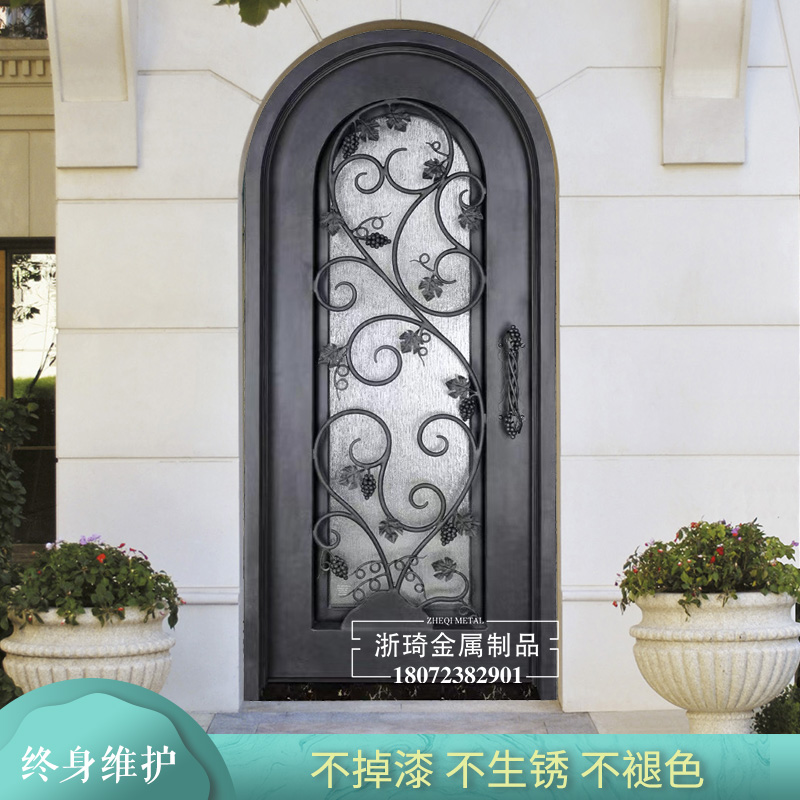厂家供应铁艺门进户门 永康浙琦平开门式铁艺门 量大从优