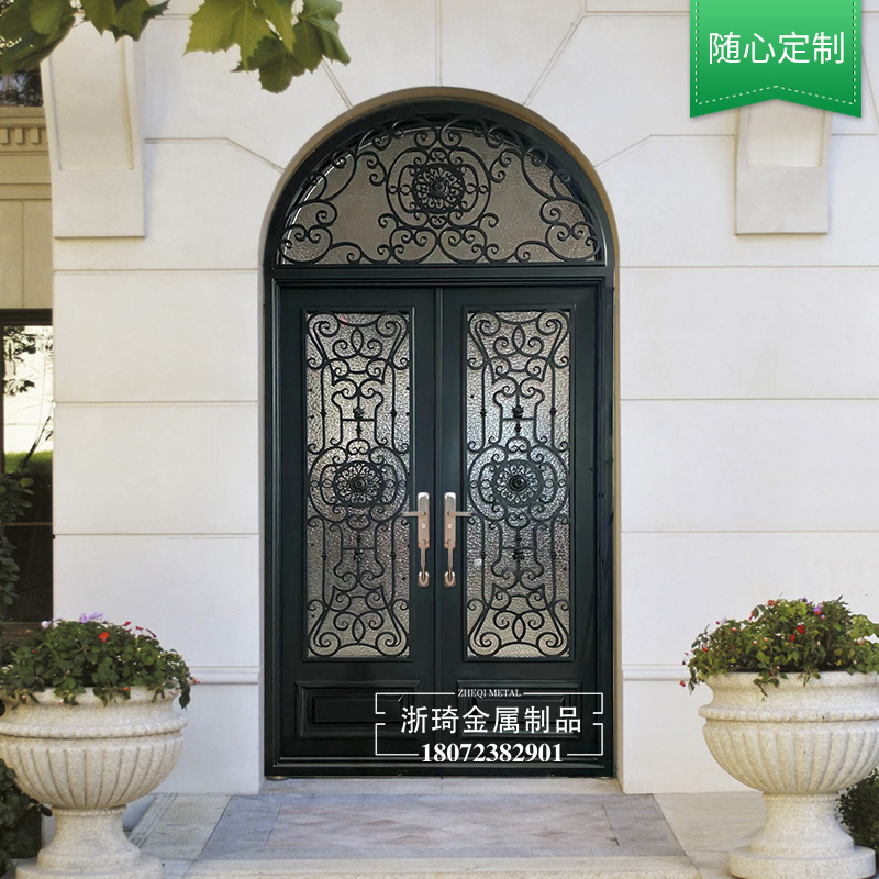 永康浙琦厂家 铁艺门进户门 加工定制平开门式铁艺门 价格咨询
