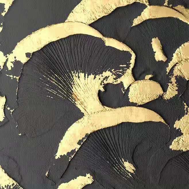 别墅线条吊顶背景墙贴金铂平面仿金薄片天花装饰工程贴金泊