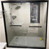 定制一字形钢化玻璃门简易浴室洗澡间移门推拉门用隔断
