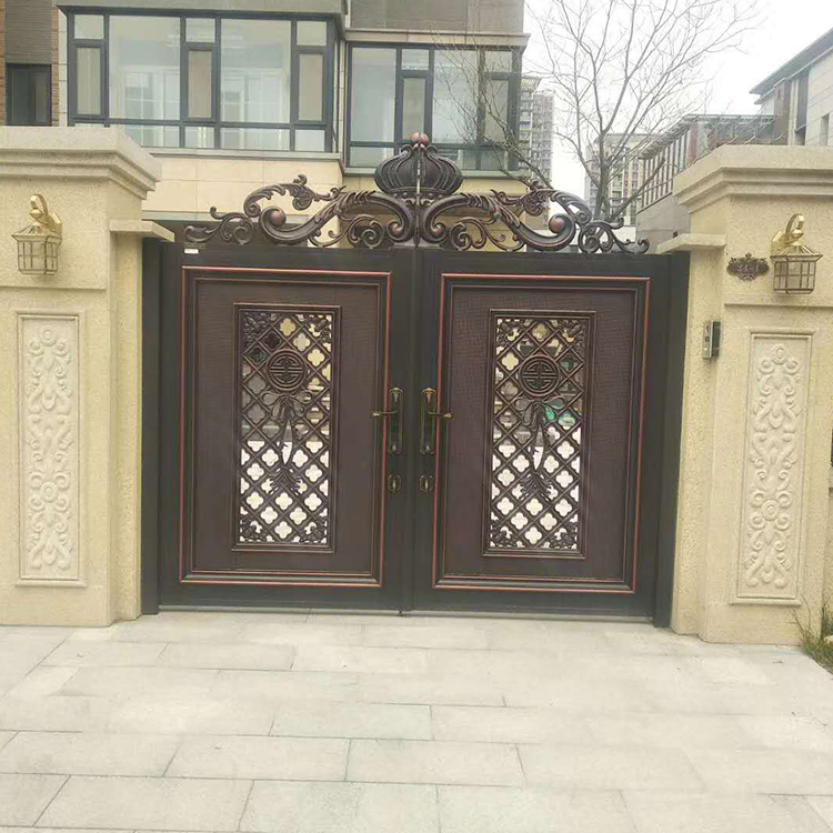 河南中式大门  铝合金庭院门   欧式铝艺门设计